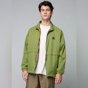 UNISEX Talentless Reversible Windbreaker Jacket Green Brown Plaid Size XL